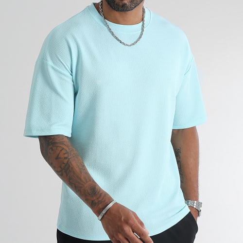 Tee Shirt Texturé Waffle Large 0416 Vert Menthe