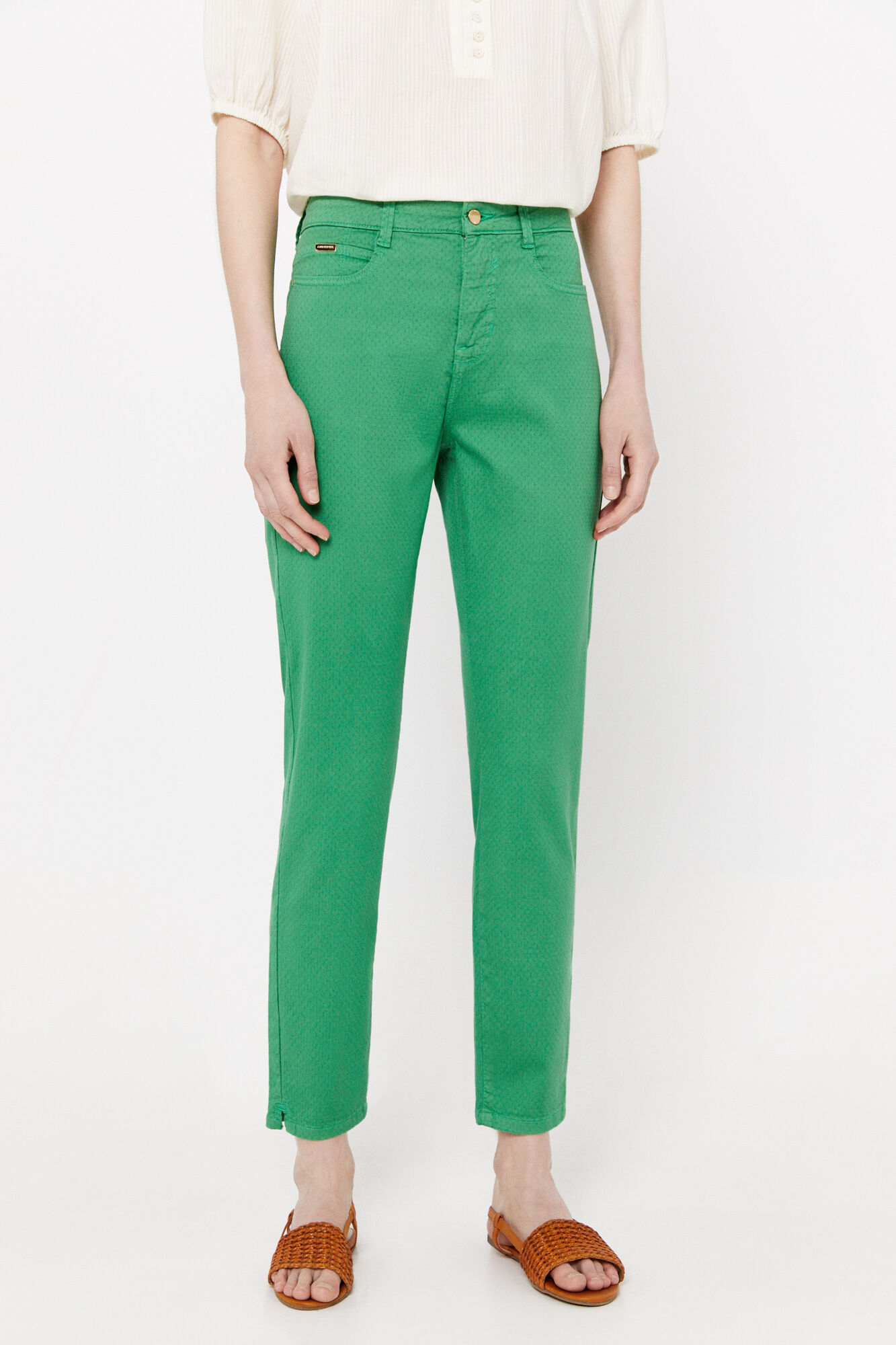 Calça skinny jacquard com caimento sensacional - Verde