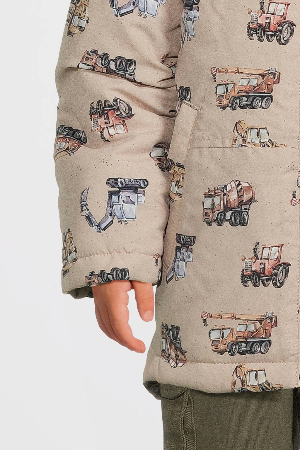 NAME IT winterjas NMMMAX met all over print beige/bruin/blauw