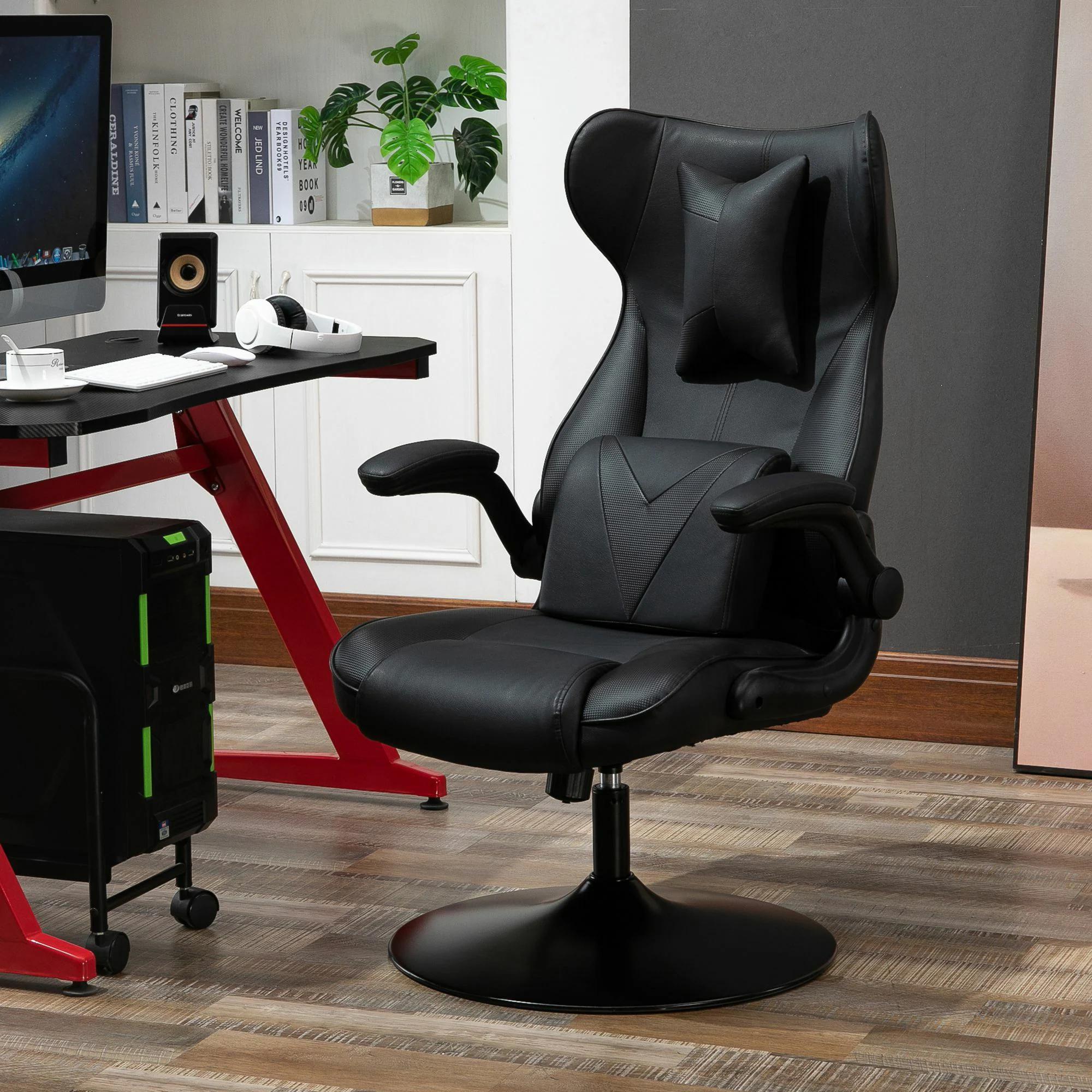 HOMCOM Gamingstuhl Racing-Design schwarz 67 x 75 x 106-112 cm (BxTxH)