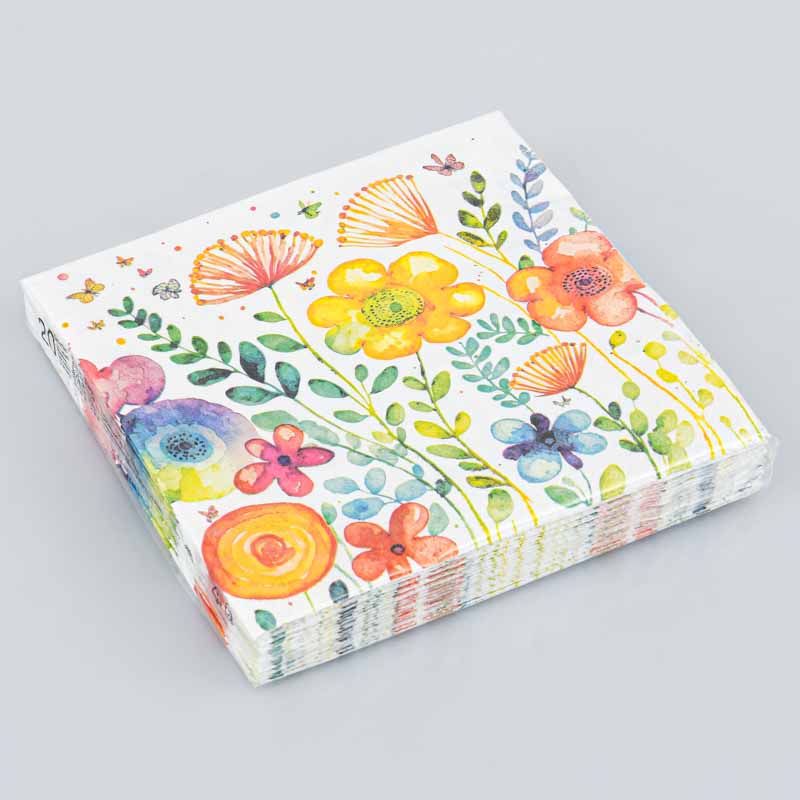 Lot de 20 serviettes 'Tableau de fleurs'