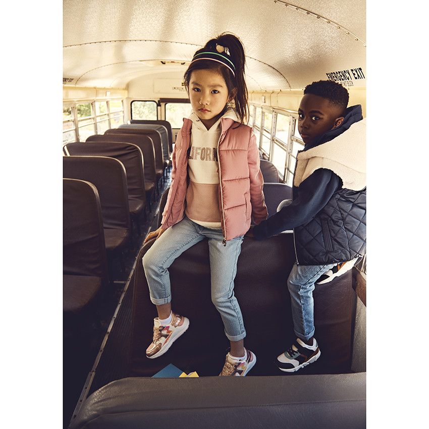 Jean slim + ceinture imprimé pois à nouer pour fille - Bleu