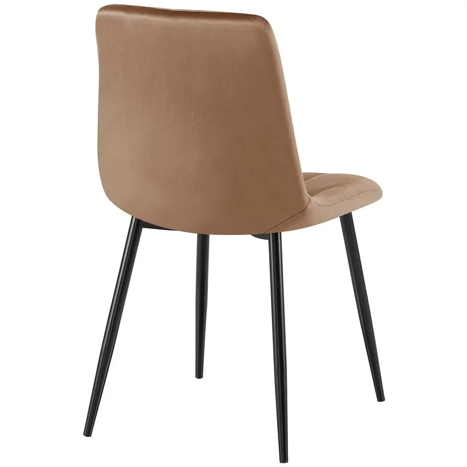 CLP Set van 2 Eetkamerstoel Clairton zwart Frame - Fluweel - bruin
