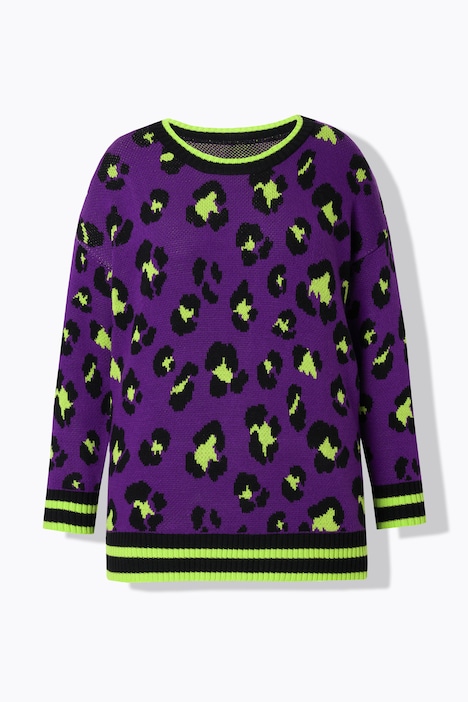 Pullover, Boxy Fit, Leomuster, Langarm