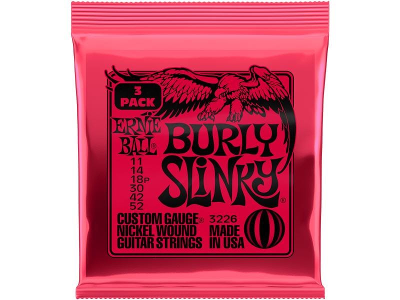 Ernie Ball Gitarrensaiten 3226 Burly Slinky – 11-52, 3er Pa Multipack-Saitensatz für E-Gitarre
