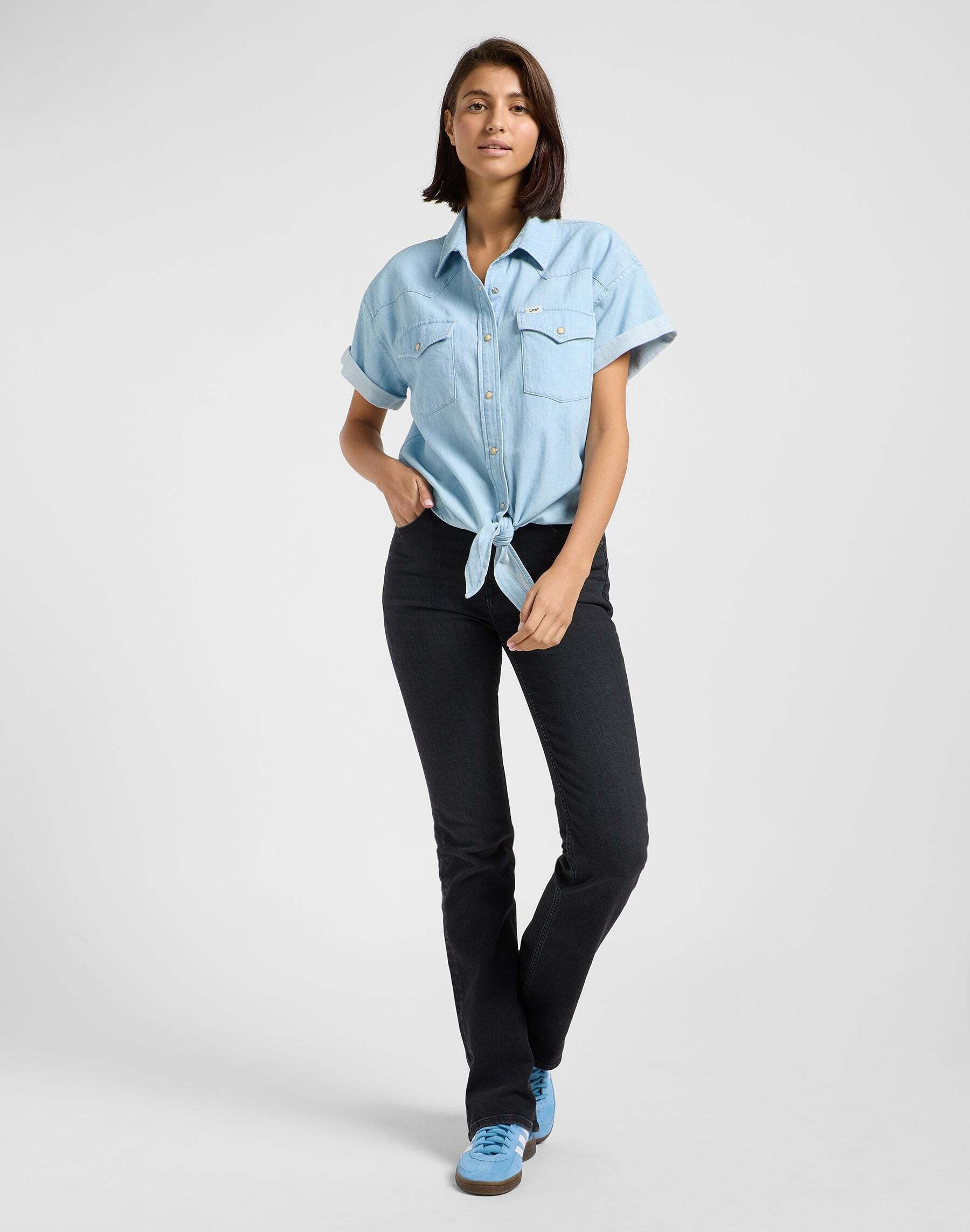 Lee® Jeansbluse »Lee Jeanshemd Crop Tied Western Shirt«