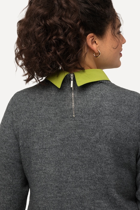 Pullover, A-Linie, Hemdkragen, Langarm