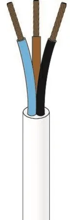 Plastkappeledning PKA, H05VV-F 3X0,75 Hvid Rg100 - (100 meter)