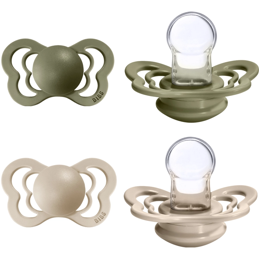 BIBS® Schnuller Couture Olive  Vanilla Silikon 6-36 Monate, 4 Stk.