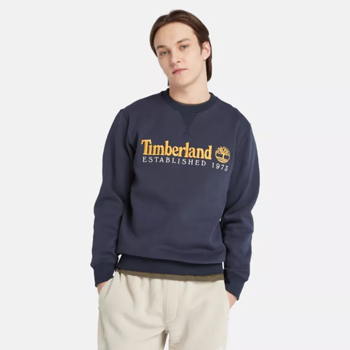 Sweat-shirt à col rond avec logo Est. 1973 pour homme en bleu marine