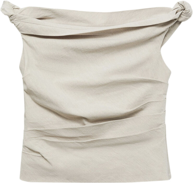 MANGO Asymmetrical draped top Light beige