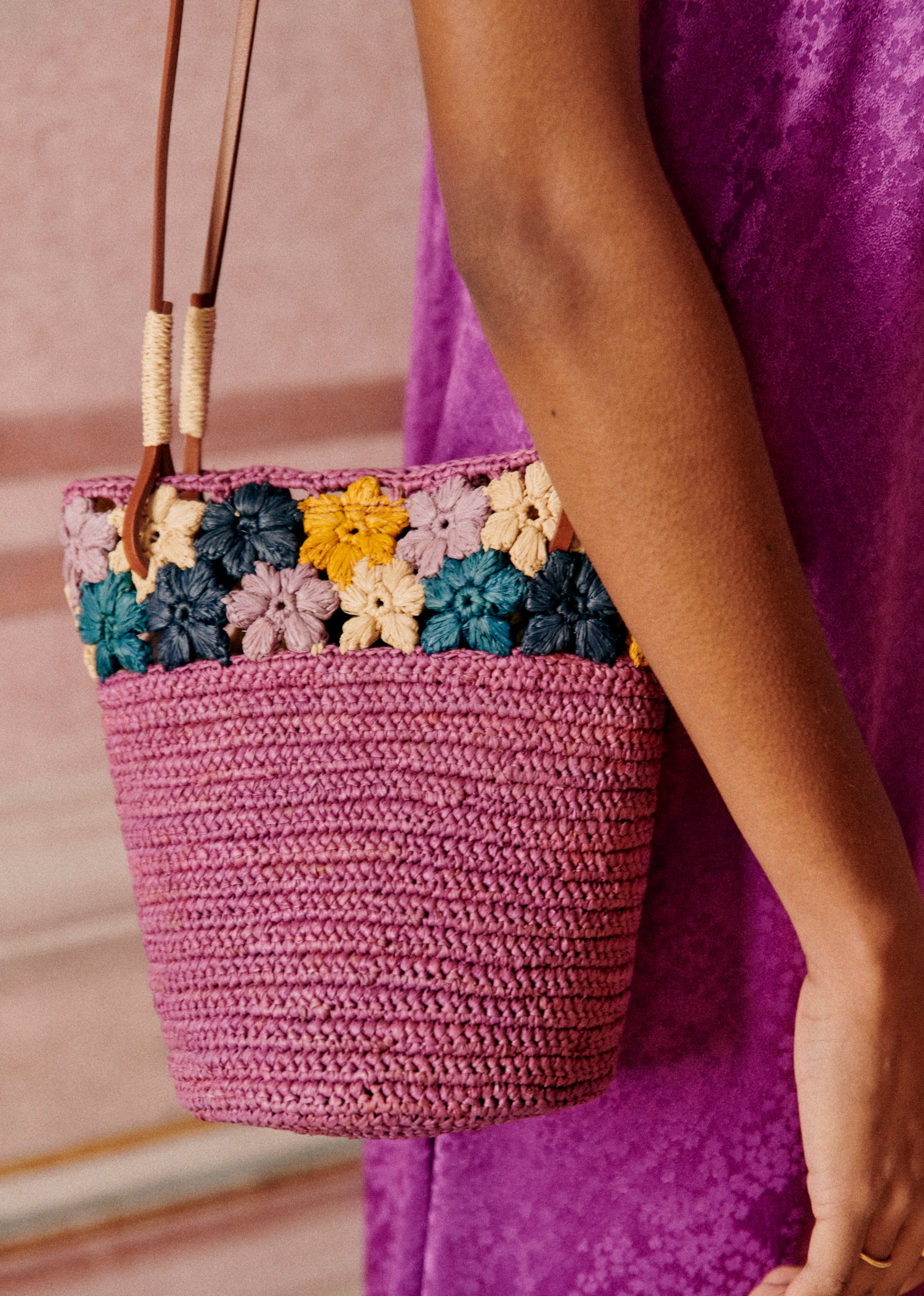 Panier Josie - Raphia violet fleurs - SACS/NEW SACS Nos Paniers 5906394