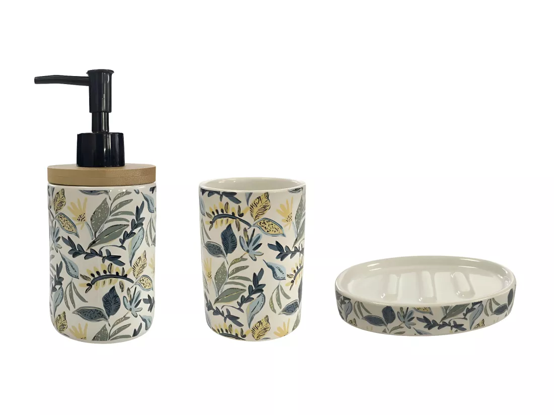 Set de salle de bain 3 pièces en céramique bleu