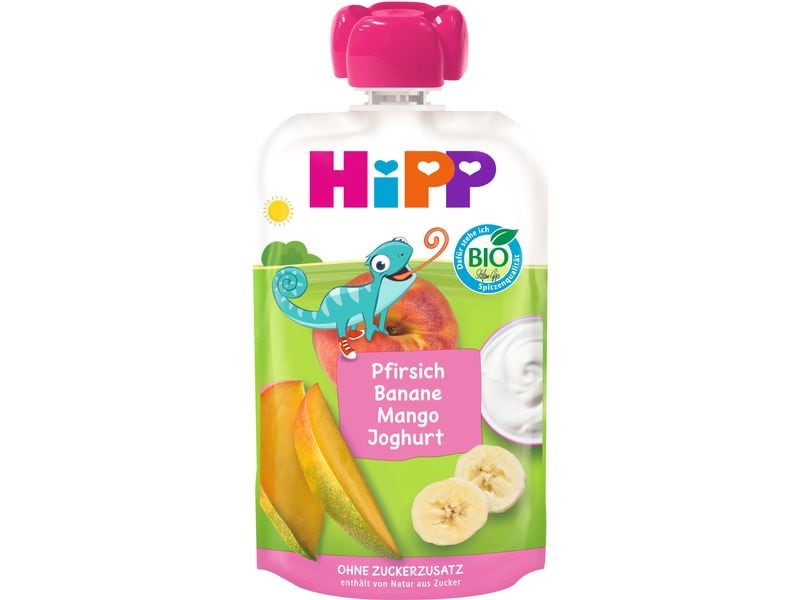HIPP Quetschbeutel Pfirsich Banane Mango Joghurt 100 g Quetschbeutel für Kleinkinder