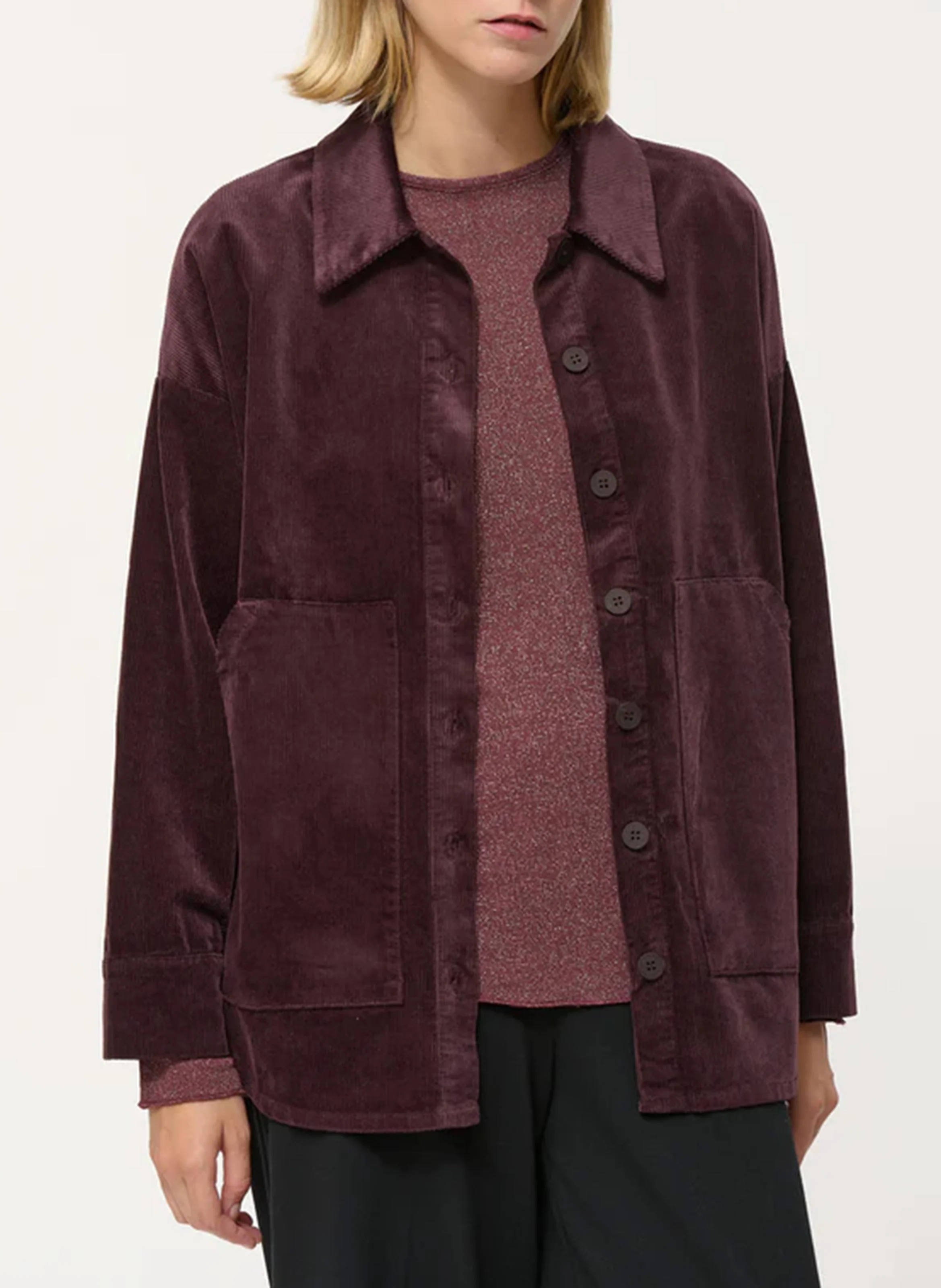 Surchemise oversize col classique en coton mélangé | Violet