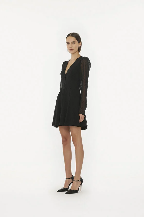 ROTATE Birger Christensen LONG SLEEVE MINI DRESS Black