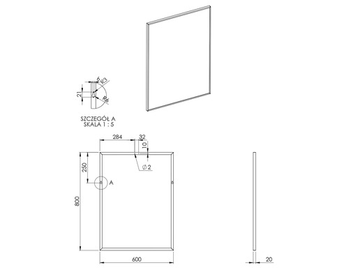 Jungborn badkamerspiegel 60x80x2 cm, chroom hoogglans lijst
