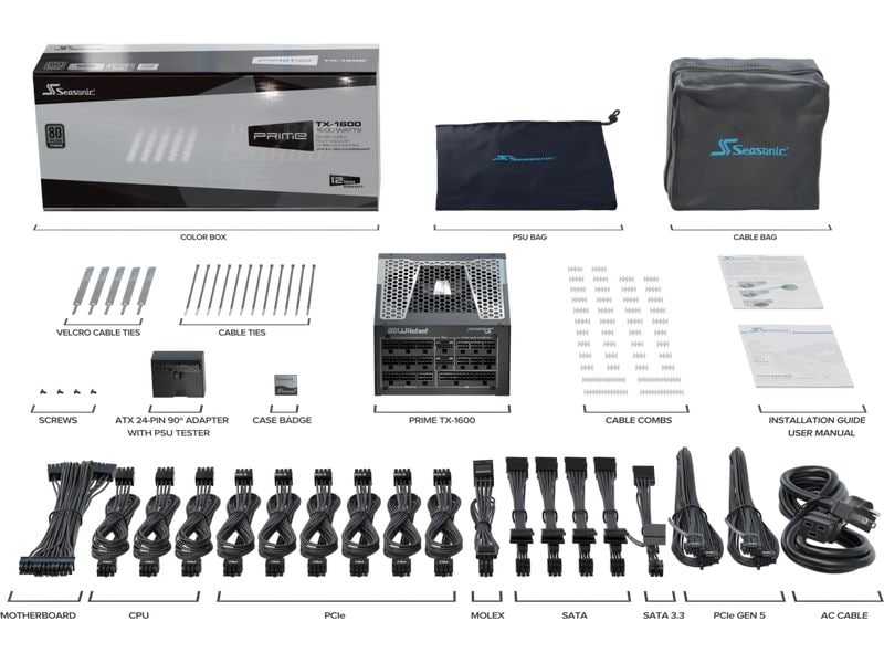 Seasonic Netzteil Prime TX ATX 3.1 1600 W Vollmodulares 1600 W ATX-Netzteil