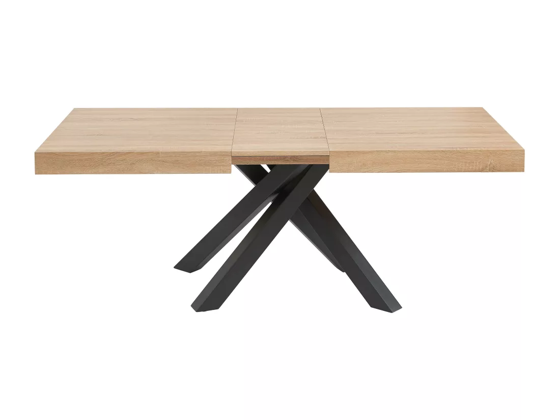 Table à manger extensible 6 à 10 personnes en MDF et métal - Naturel et noir - CATONAV