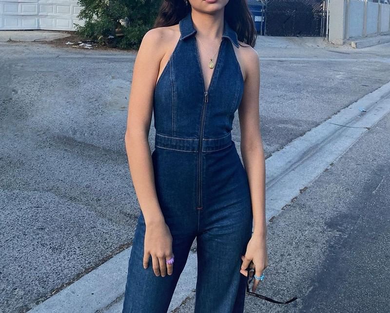 Weaveal - Mouwloze denim jumpsuit met kraag