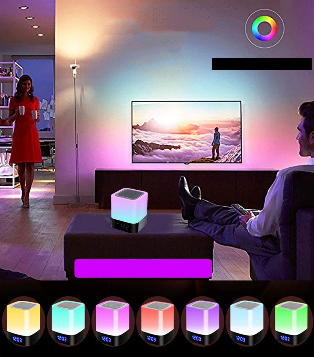 Smart Lampe Bluetooth Lautsprecher LED Stimmungsleuchte - Bunt
