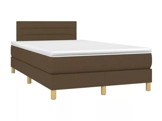 Sommier tapissier matelas et LED Marron foncé 120x200 cm Tissu