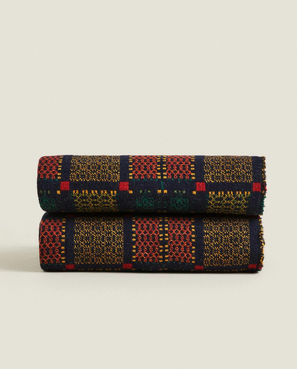 Manta de lã jacquard multicolorida para o Natal