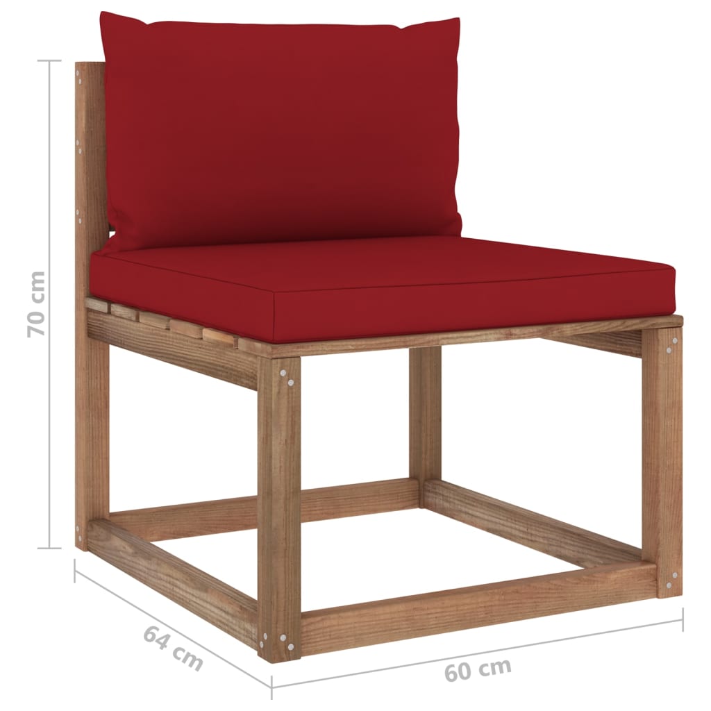 Salon de jardin palette meuble d'extérieur ensemble de mobilier 5 pièces et coussins bois de pin imprégné