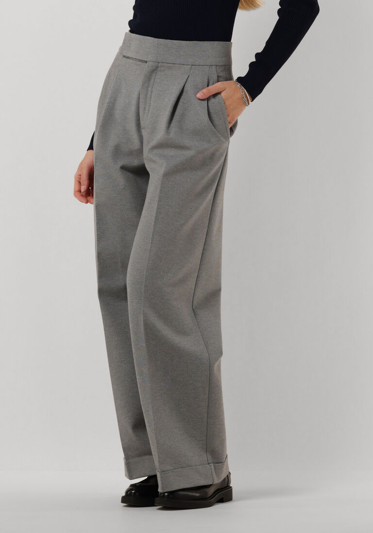 VANILIA grijze vanilia wijde broek punto pleated wide