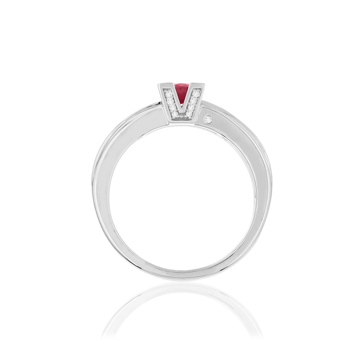 Bague VAN BRILL or blanc 750, rubis, diamants.