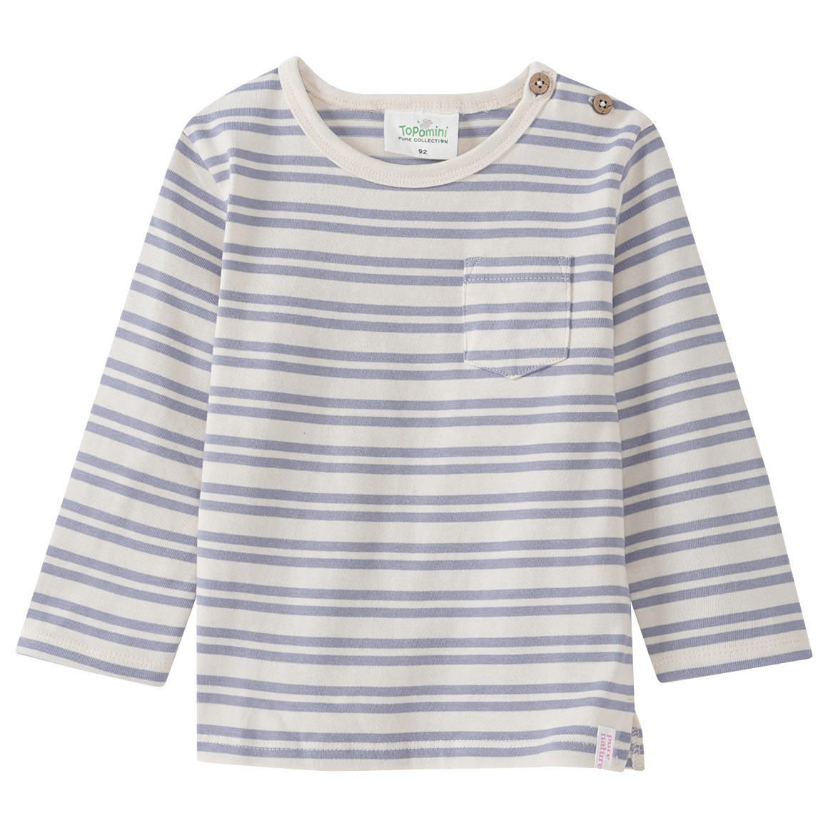 Topomini Pure Collection Baby Langarmshirt mit Streifen hellblau / cremeweiss