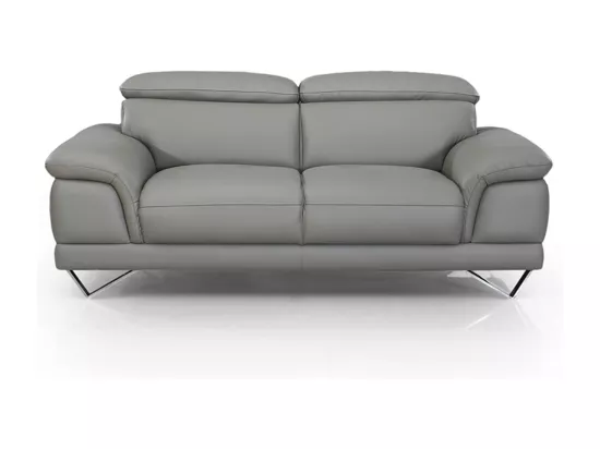 Canapé en cuir 2 places BRAME Gris souris - Angle Droit