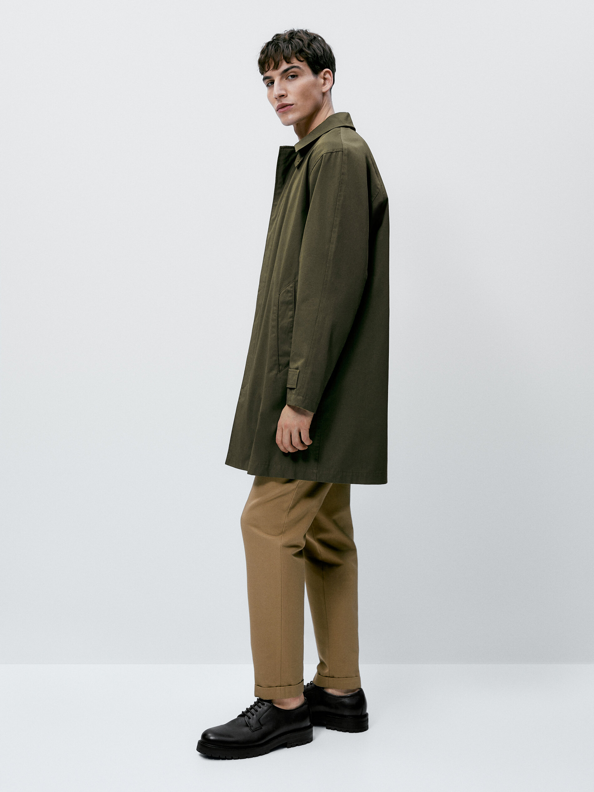 Chaqueta trench coat algodón - KHAKI