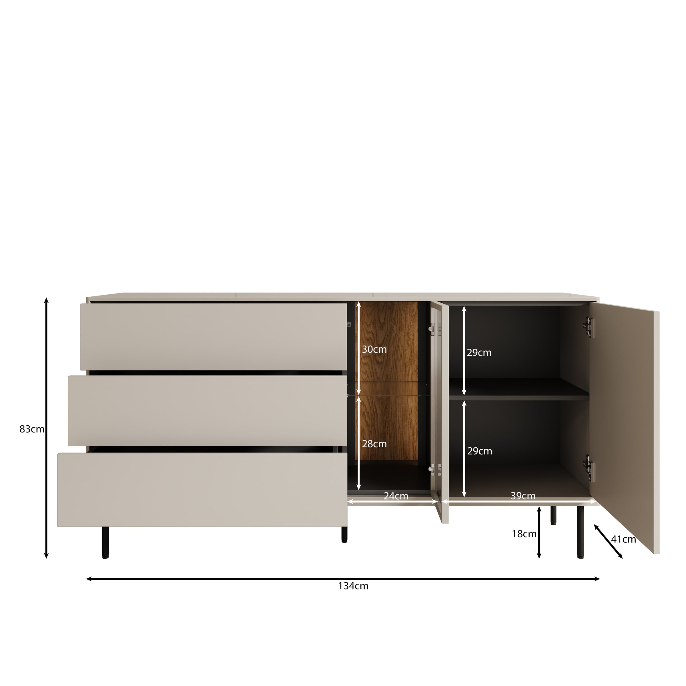 Estrella - Dressoir - Beige - 134x41x83 cm