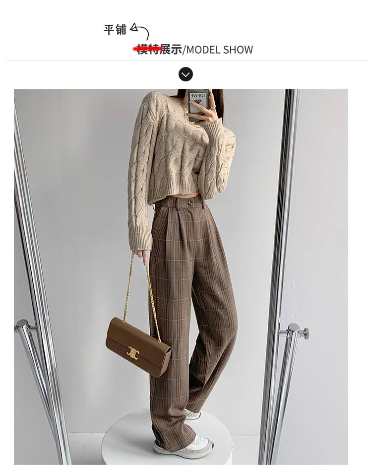 Shira - Geruite wijde pantalon