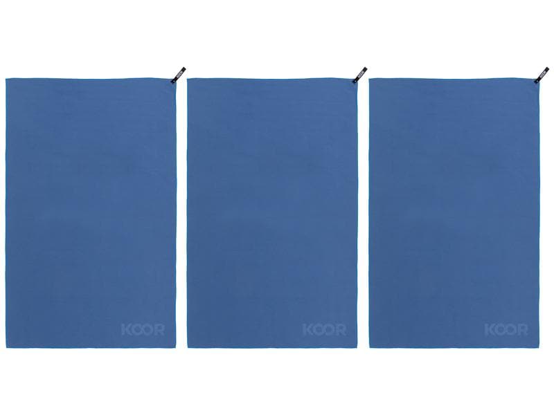 KOOR Badetuch Silva Onda Blu 3er-Pack M 55 x 90 cm Outdoor-Badetücher mit Silber-Ionen Veredelung