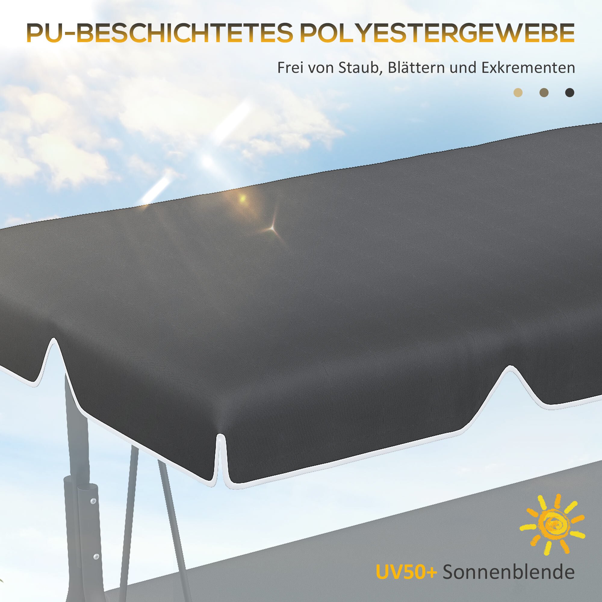 Outsunny Hollywoodschaukel Ersatzdach mit Schlaufenbefestigung schwarz 192L x 144B cm