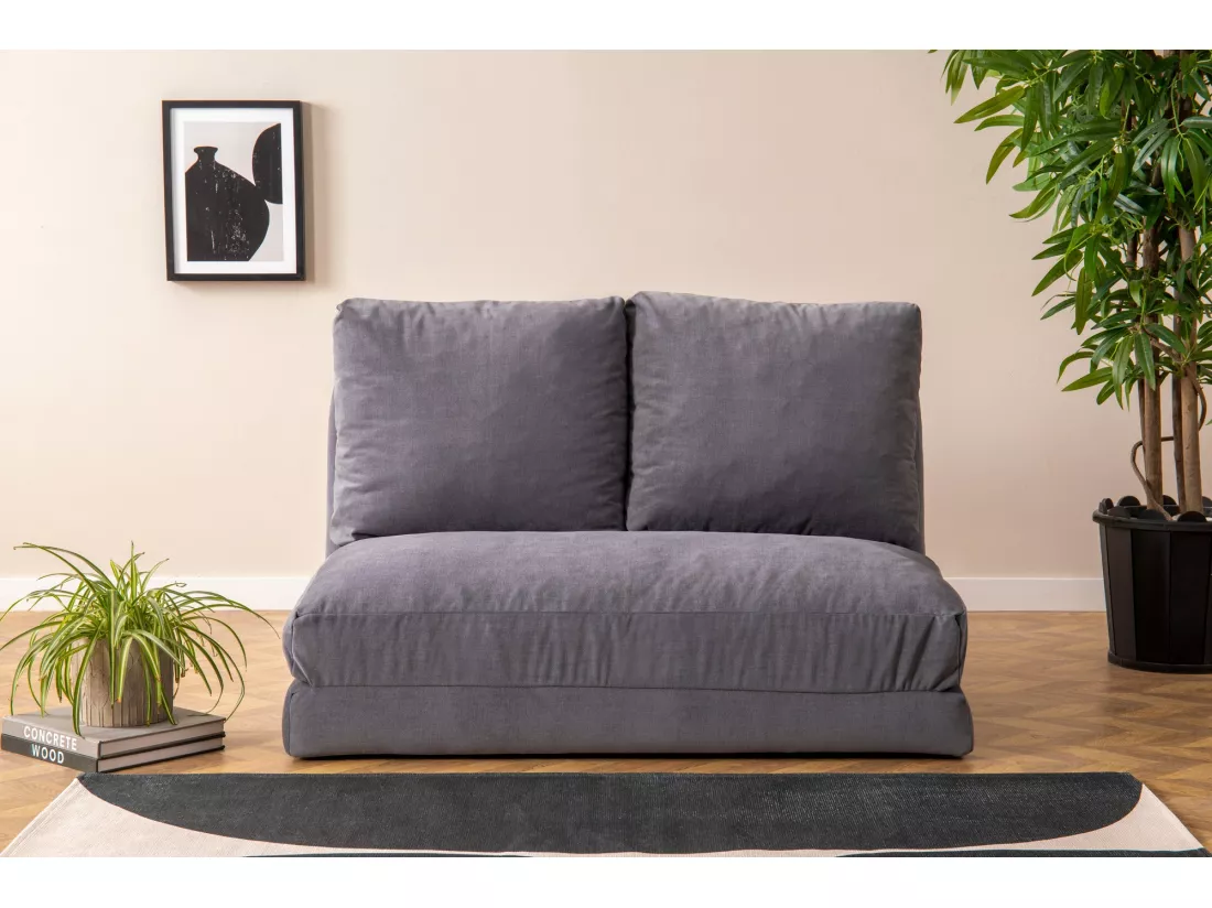 Fauteuil convertible multipositions velours Talya-Couleur Gris-2 places