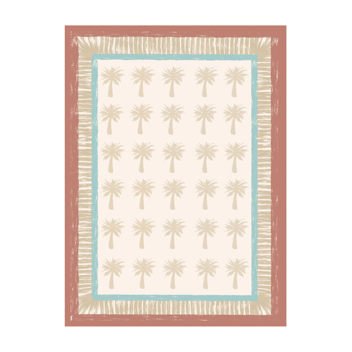 Buitenvloerkleed - Oasis Palm Blauw/Rood | OEKO-TEX & Wasbaar
