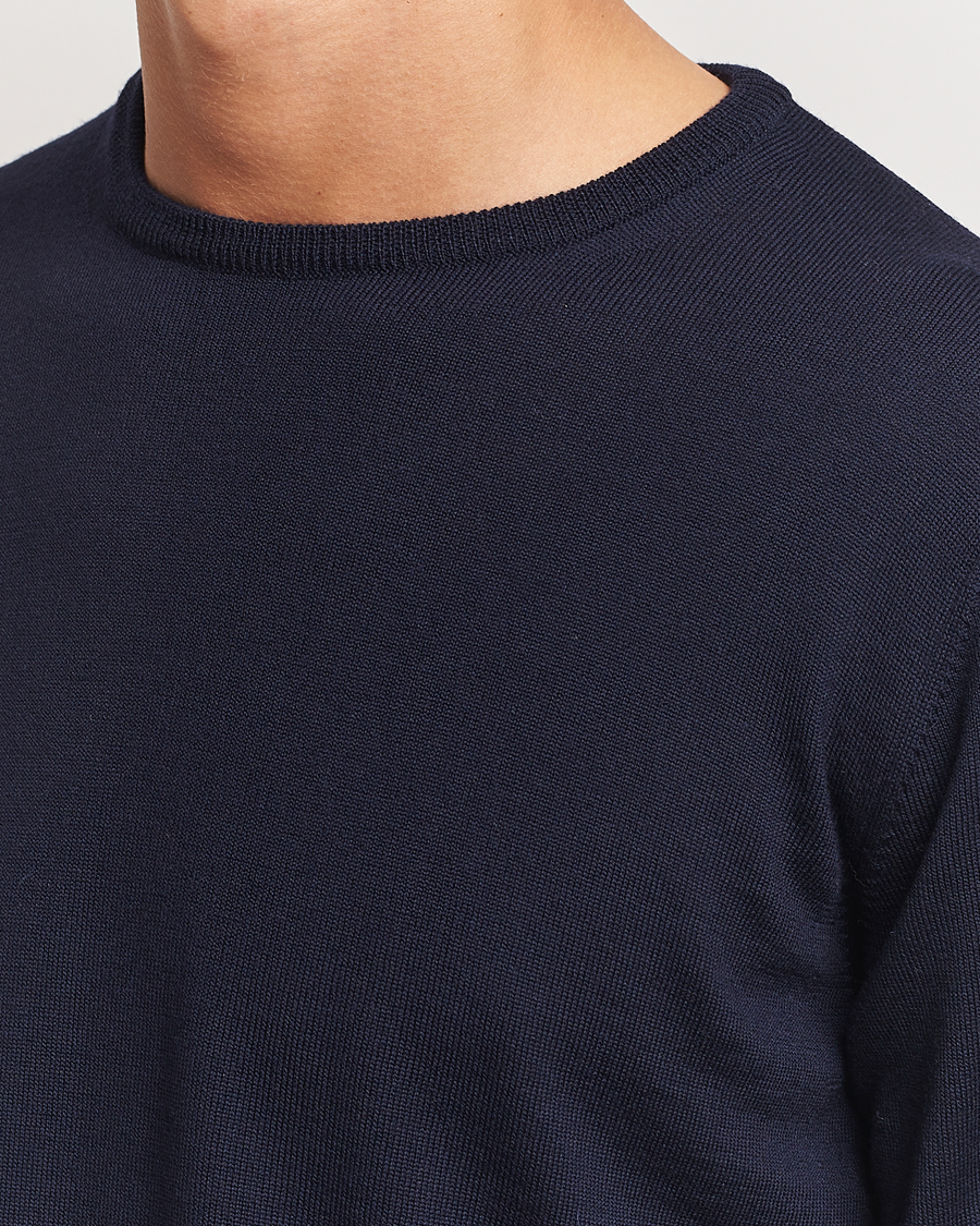 Morgano Extra Fine Merino Wool Crewneck Navy