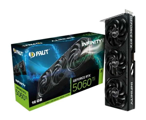 Palit GeForce RTX 5060 Ti Infinity 3 - Grafikkort - GeForce RTX 5060 Ti - 16 GB GDDR7 - PCI Express 5.0 - 3 x DisplayPort, HDMI - boks