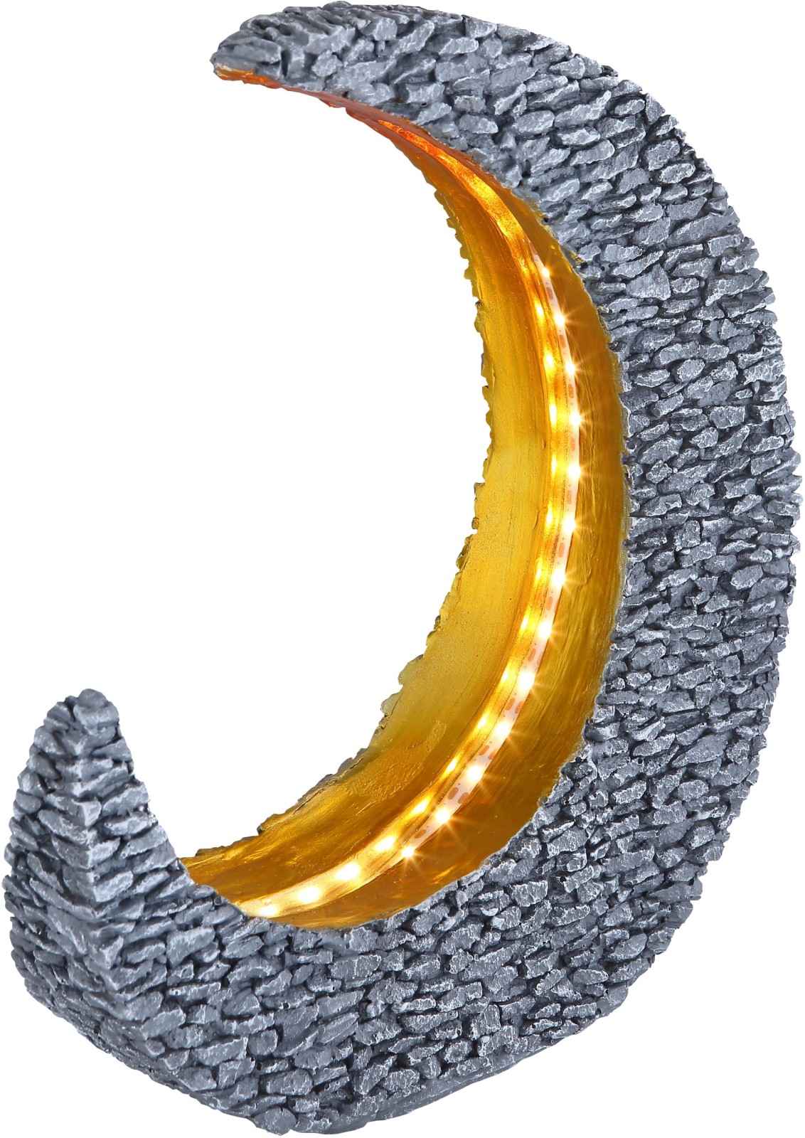 Solarleuchte - steingrau-goldfarben - Kunststoff