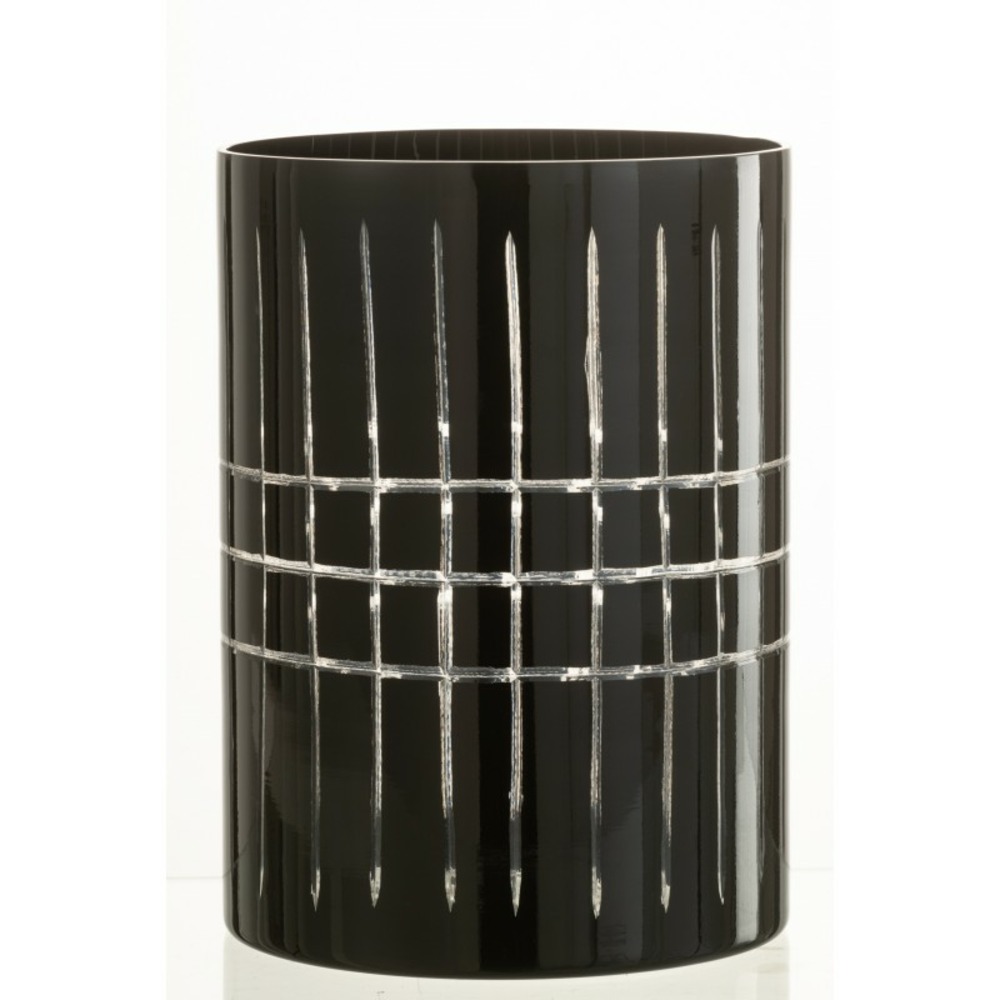 Photophore en verre noir 19x19x26 cm