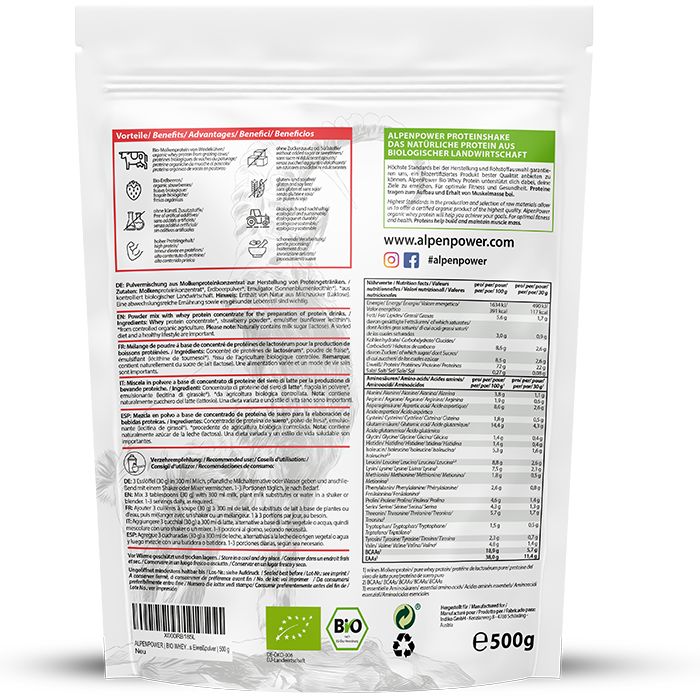 AlpenPower Bio Whey Protein- Erdbeere