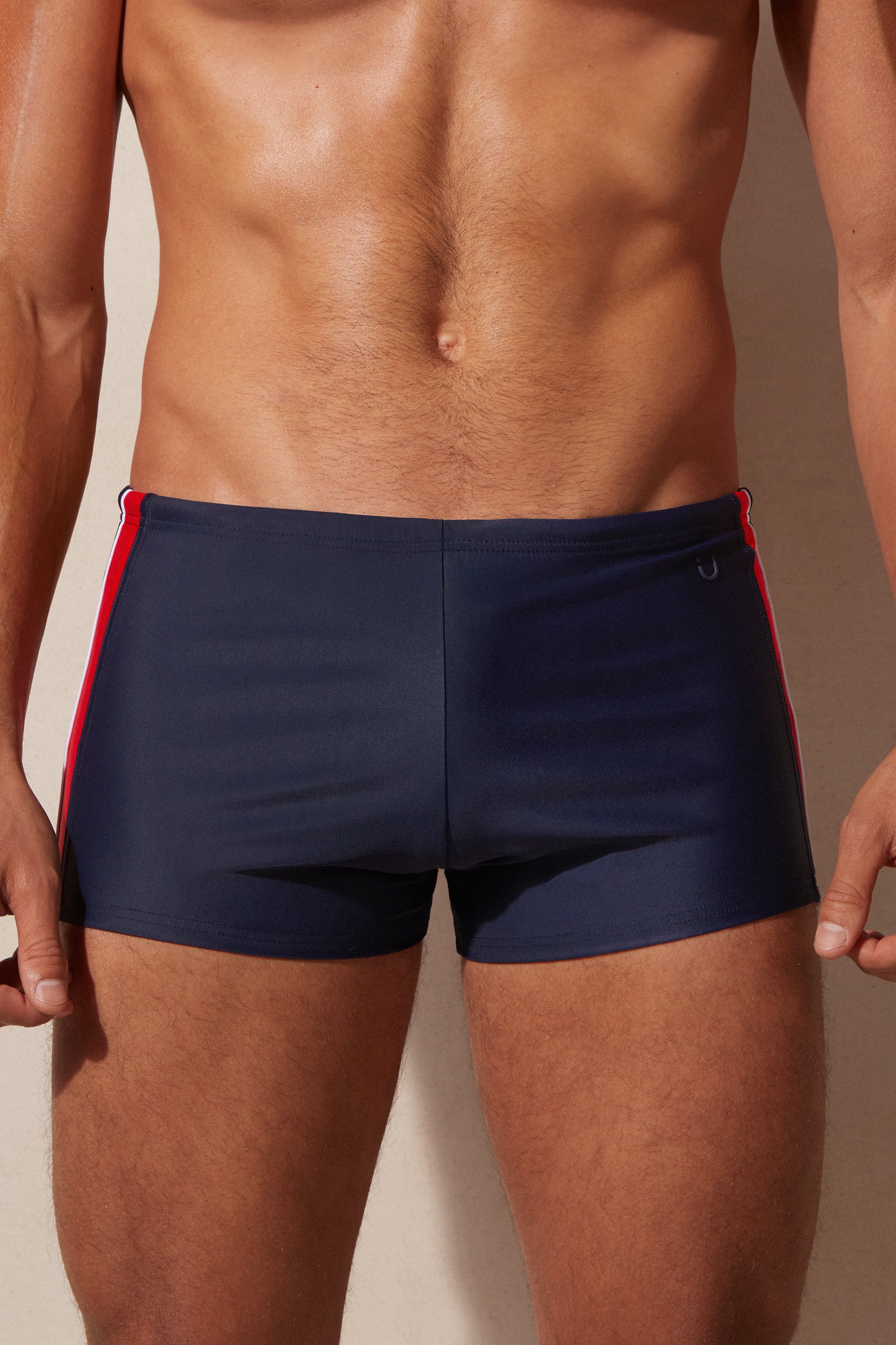 Sunga boxer ajustada com listras laterais
