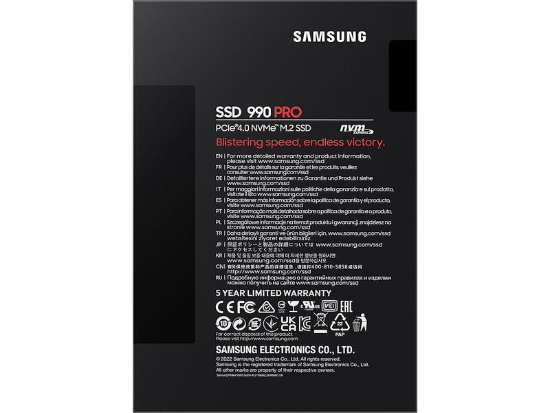 Samsung SSD 990 PRO M.2 2280 NVMe 1000 GB M. 2-Solid State Drive für Gamer mit 1000 GB