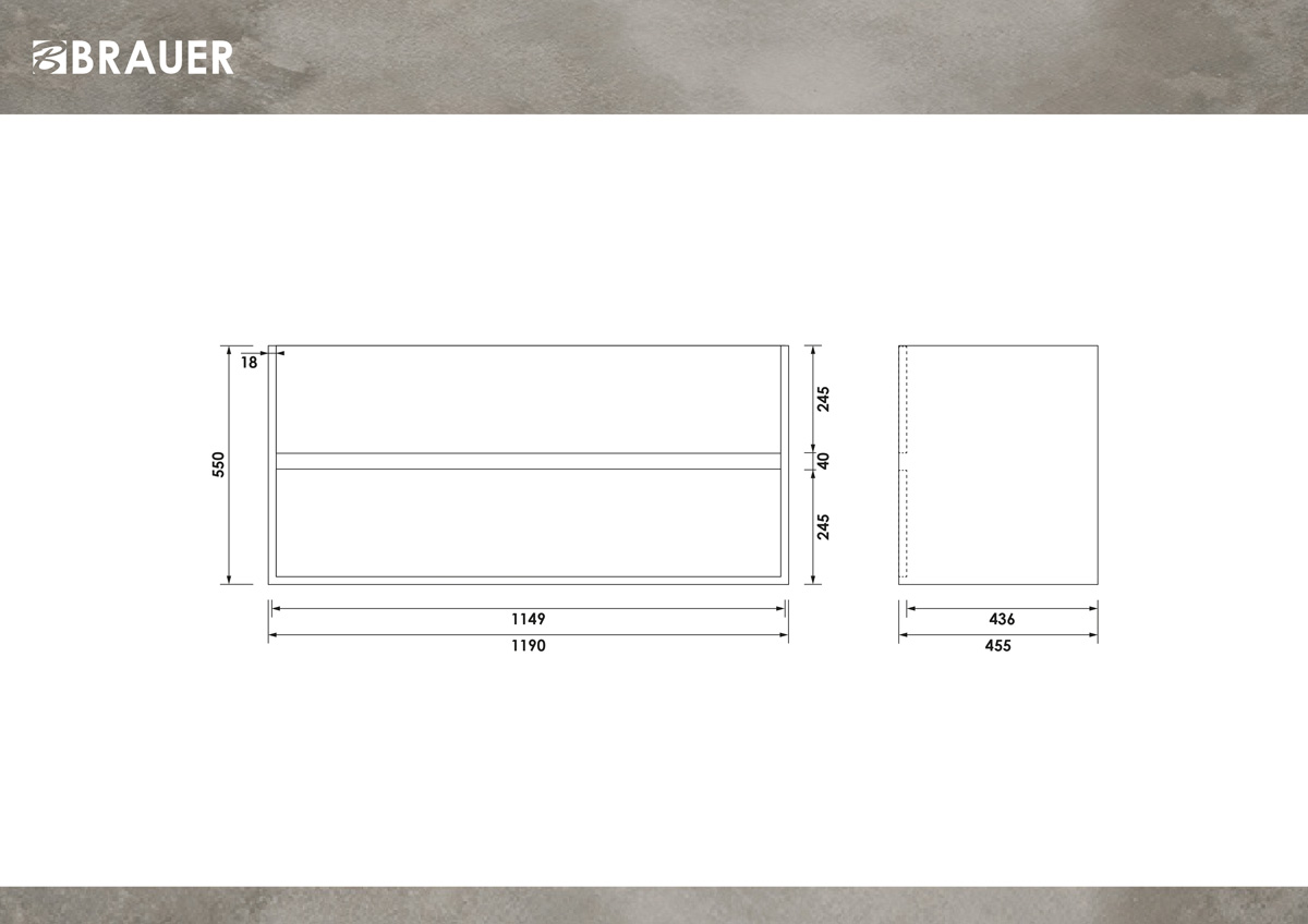 Brauer Adore onderkast 120cm met 2 softclose lades en 2 sifon uitsparingen lamellen eiken naturel
