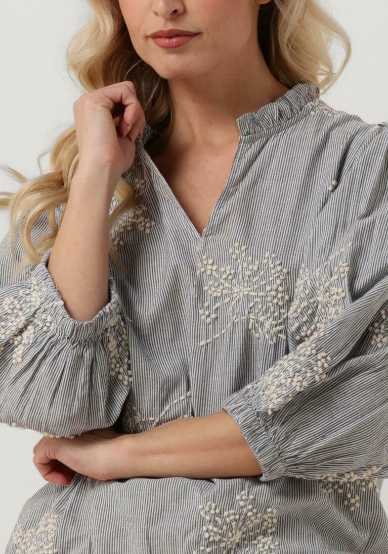 SUMMUM gebroken wit summum top top heavy embroidery stripe