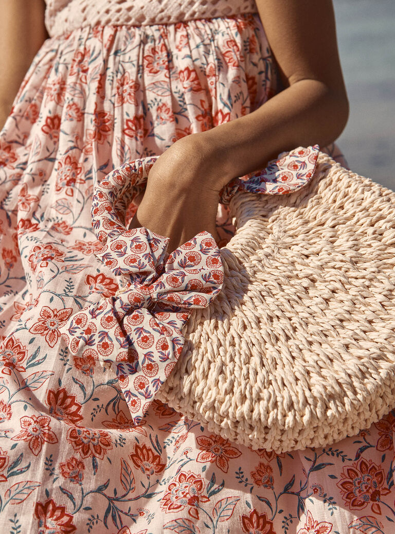 Sac besace écru en paille