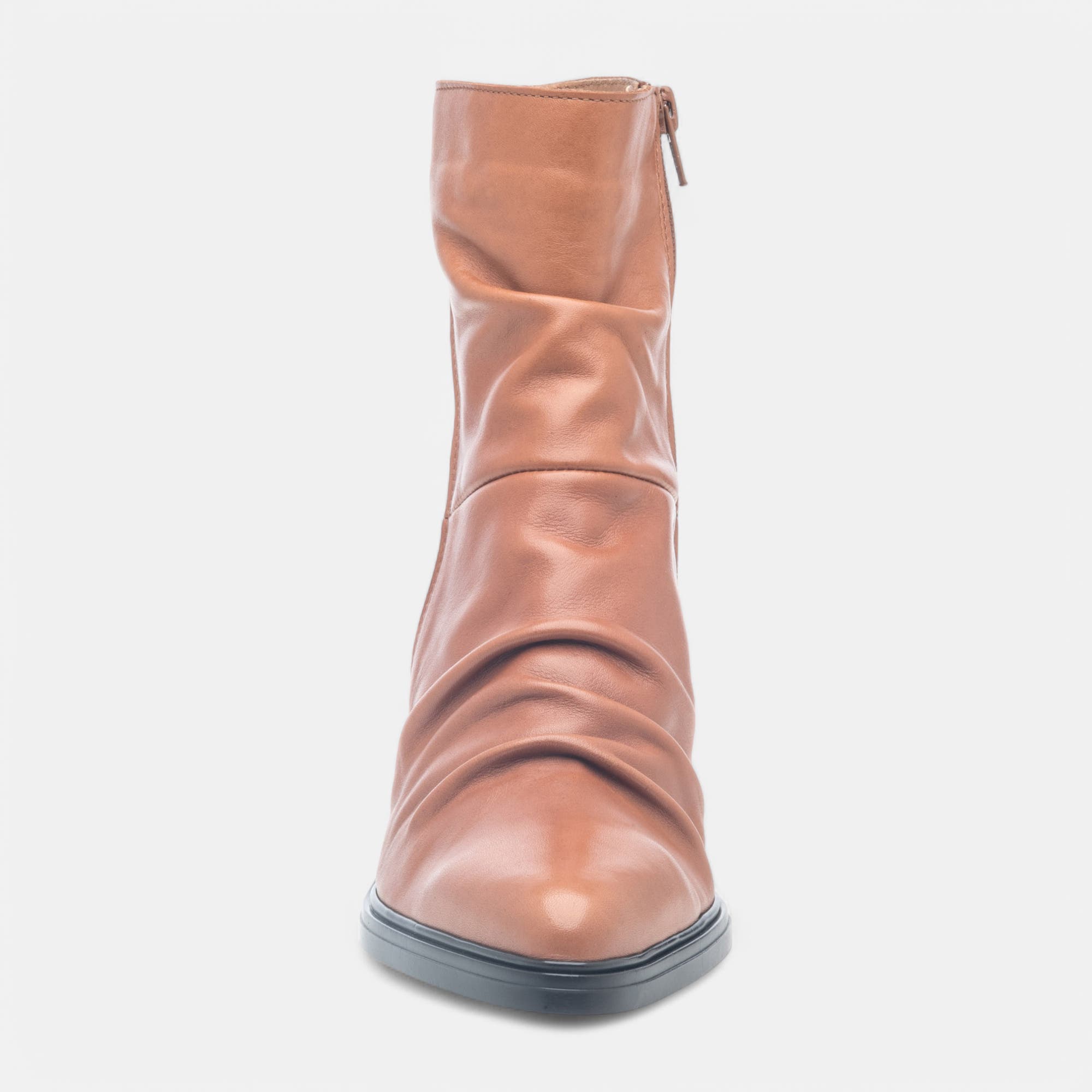 Bottines à talon Femme en cuir cognac